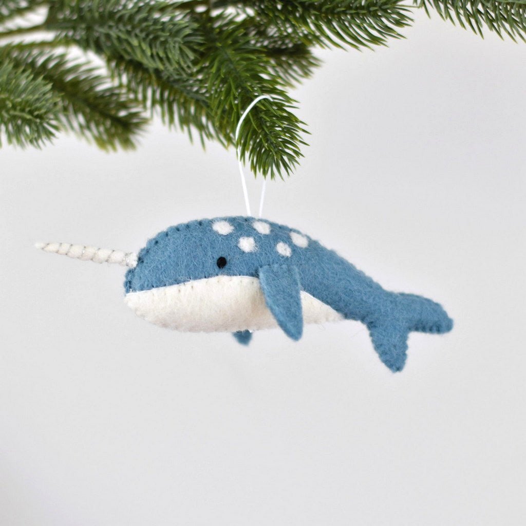 Felt Narwhal Decoration - Blue - Tik Tak Design Co.