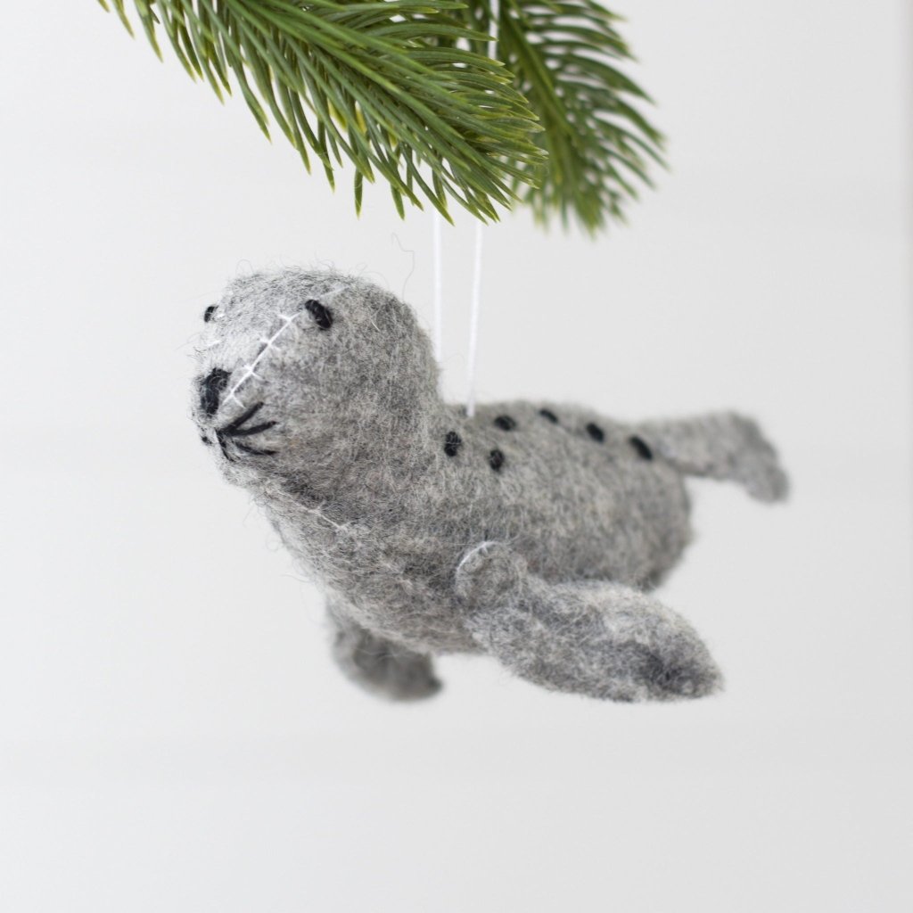 Felt Seal Ornament - Grey - Tik Tak Design Co.