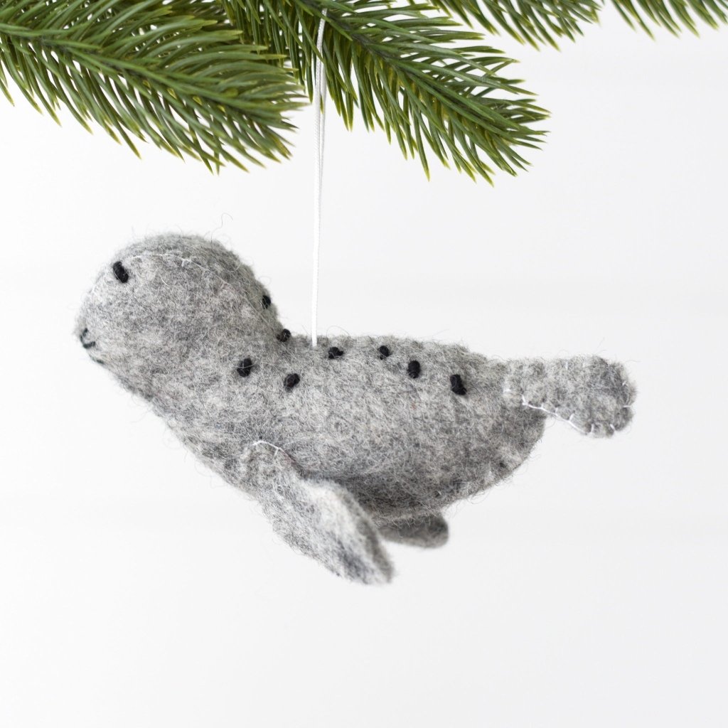 Felt Seal Ornament - Grey - Tik Tak Design Co.