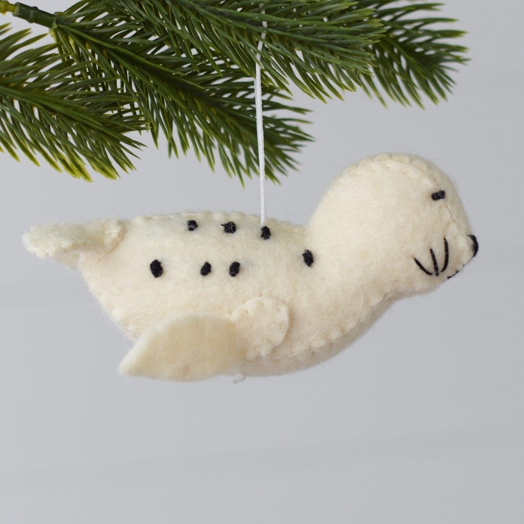 Felt Seal Ornament - White - Tik Tak Design Co.