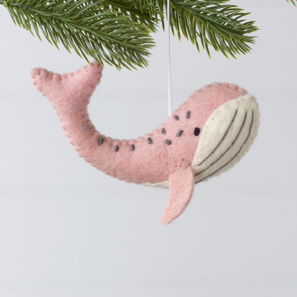 Felt Whale Ornament - Baby Pink - Tik Tak Design Co.