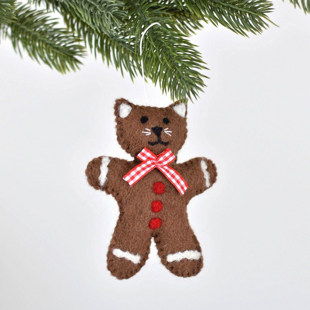 Gingerbread Cat Felt Decoration - Tik Tak Design Co.