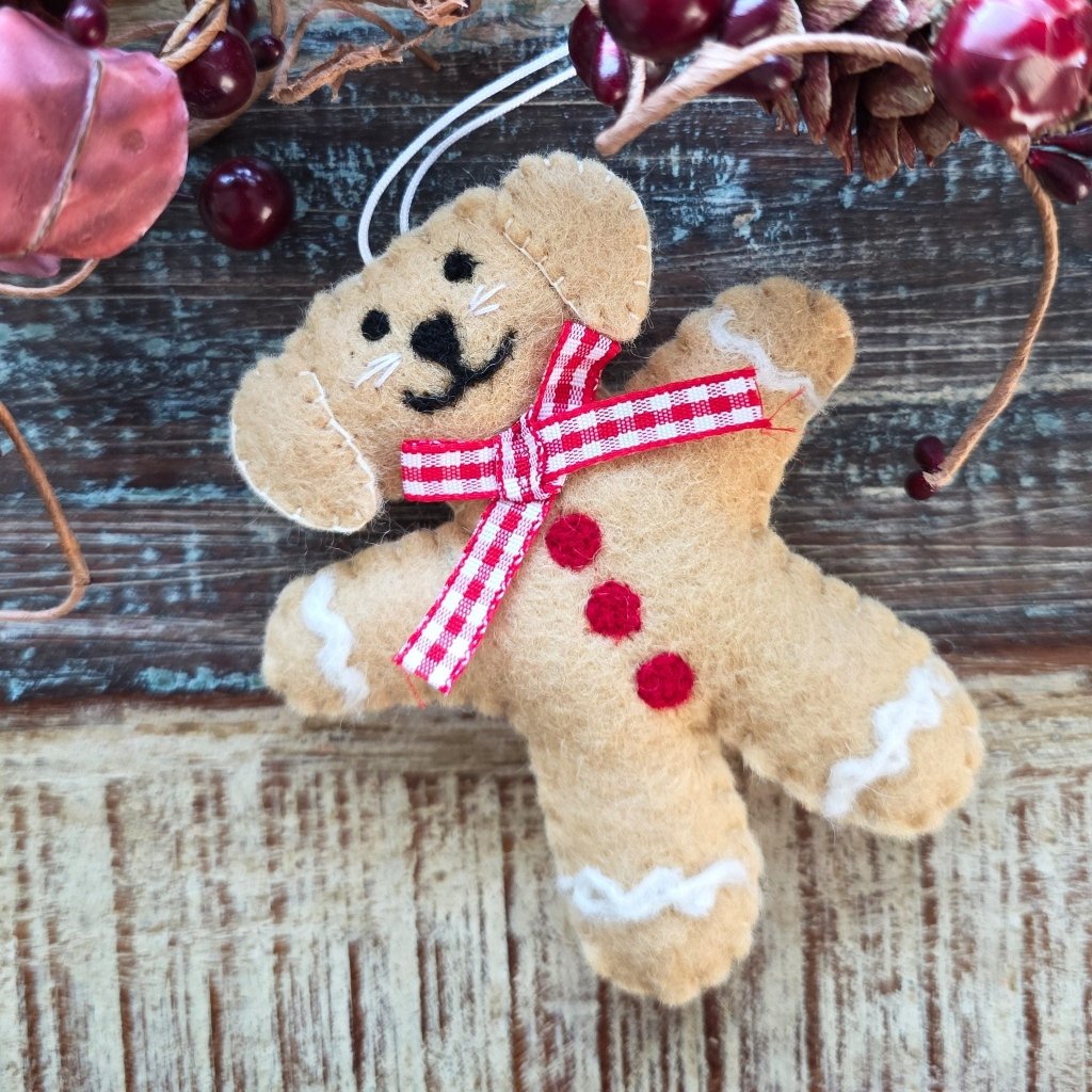 Gingerbread Dog Felt Decoration - Tik Tak Design Co.