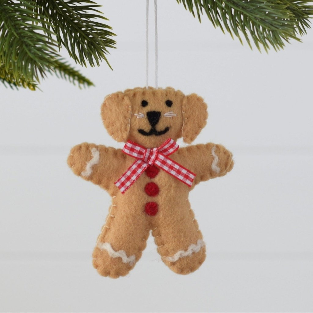 Gingerbread Dog Felt Decoration - Tik Tak Design Co.