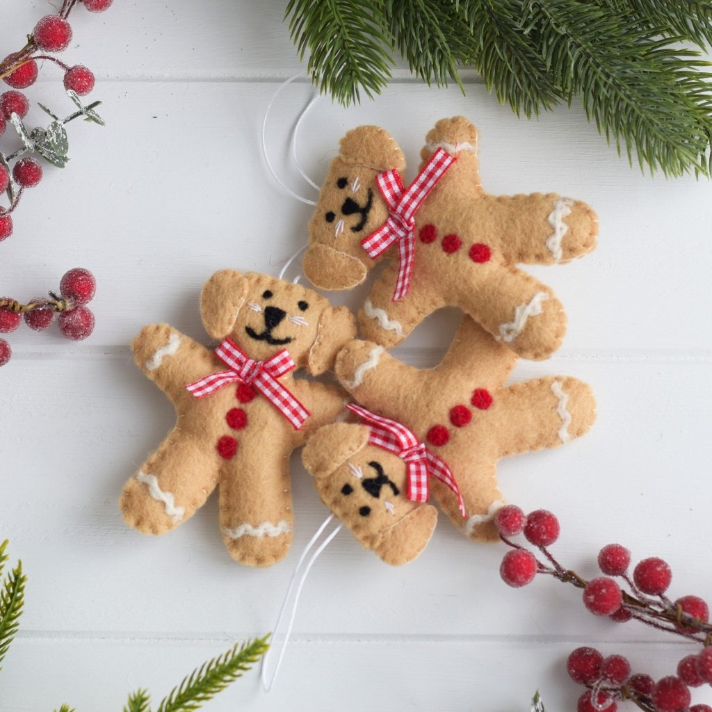 Gingerbread Dog Felt Decoration - Tik Tak Design Co.