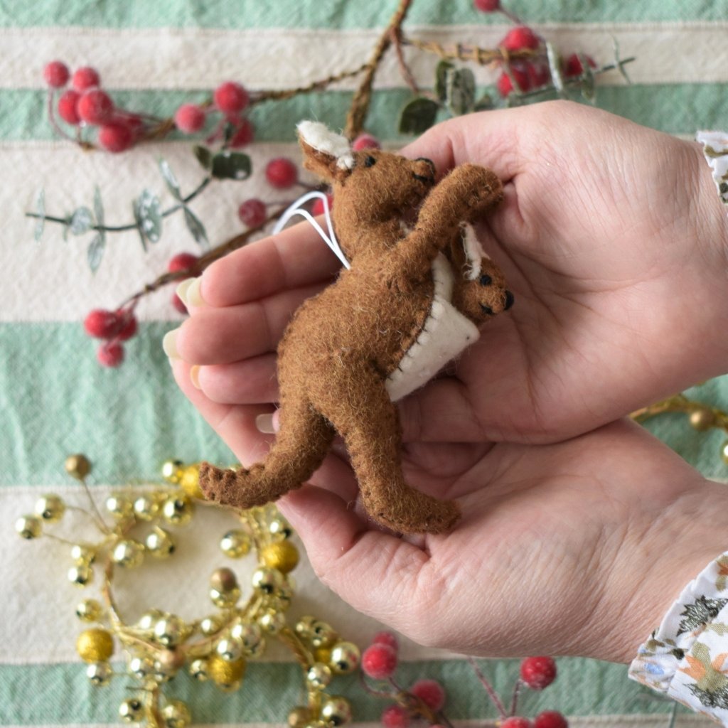 Kangaroo &amp; Joey Felt Decoration - Tik Tak Design Co.