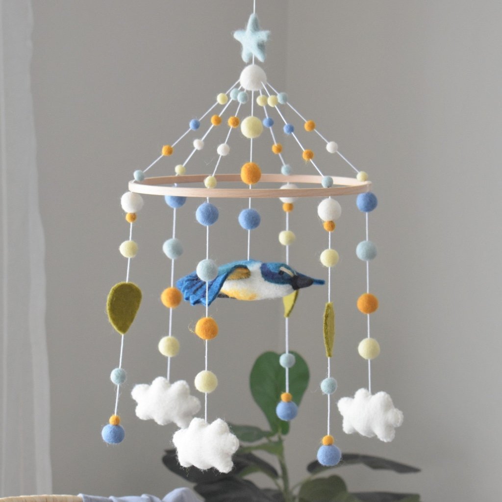 Kōtare and Cloud Baby Mobile - Tik Tak Design Co.