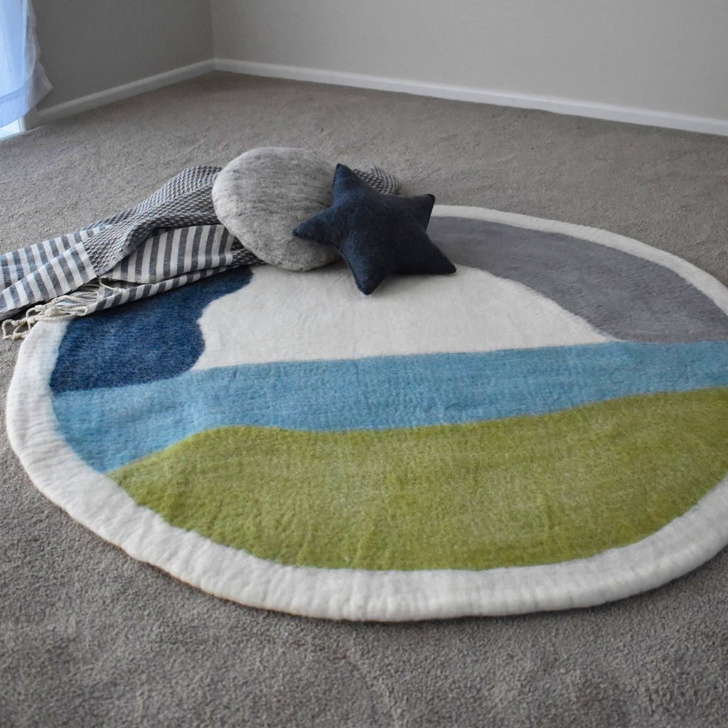 Land &amp; Sky Felt Wool Rug - Tik Tak Design Co.