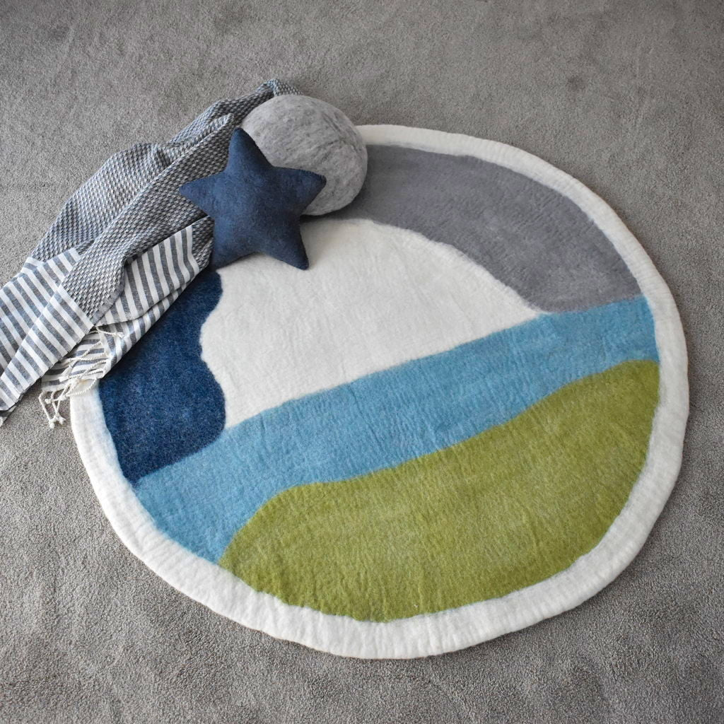 Land &amp; Sky Felt Wool Rug - Tik Tak Design Co.