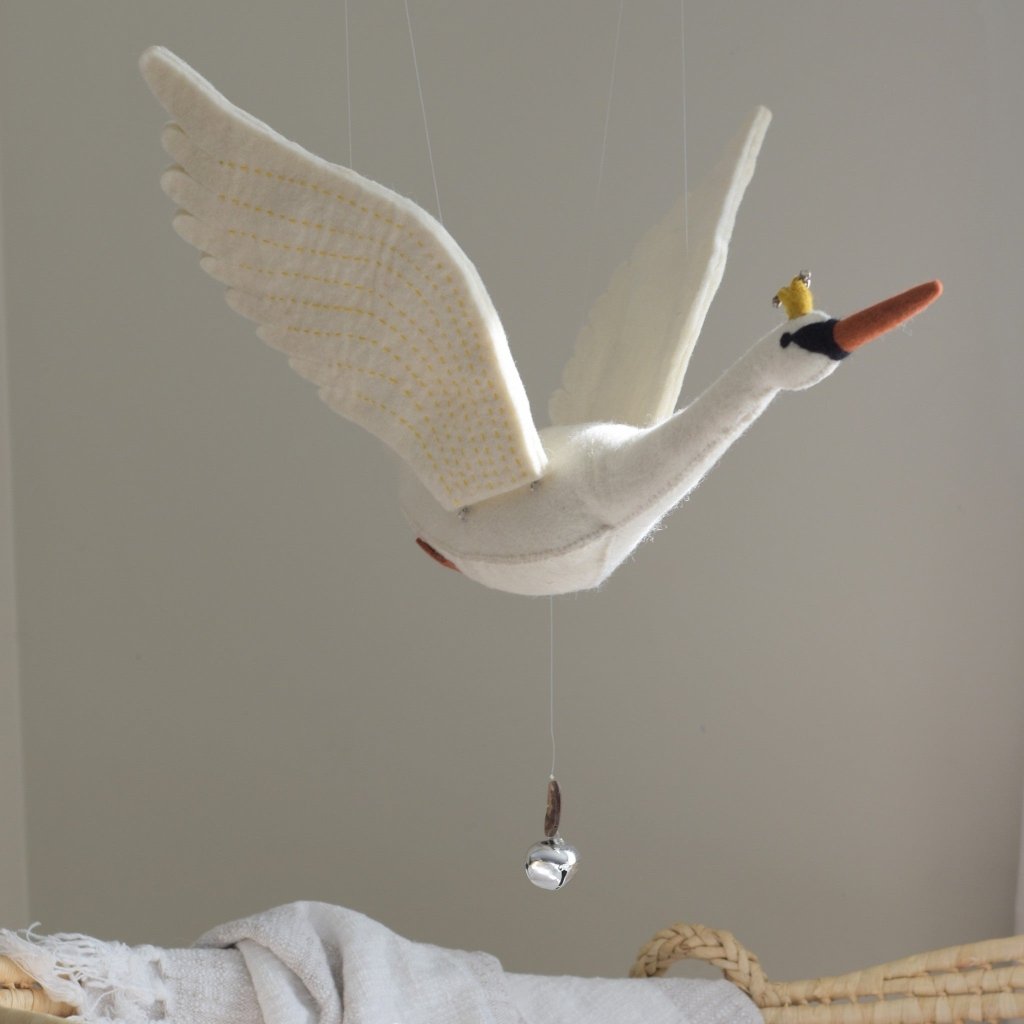 Large Flying Swan Mobile - Mustard - Tik Tak Design Co.