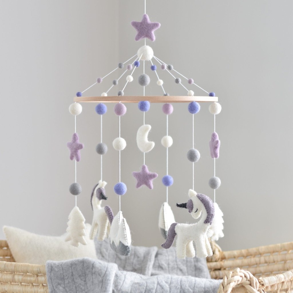 Lilac Unicorn Baby Mobile - Tik Tak Design Co.