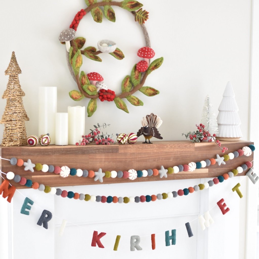 Meri Kirihimete Word and Felt Garlands - Tik Tak Design Co.