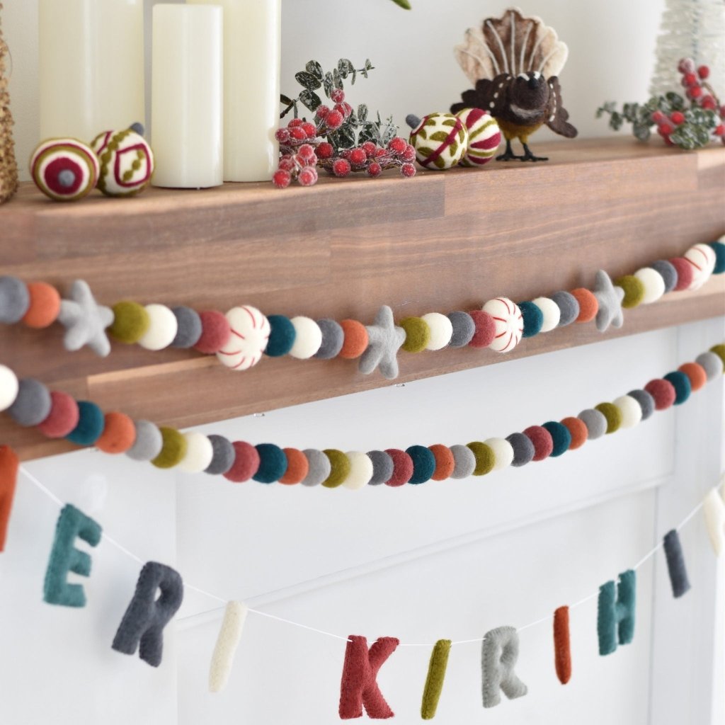 Meri Kirihimete Word and Felt Garlands - Tik Tak Design Co.