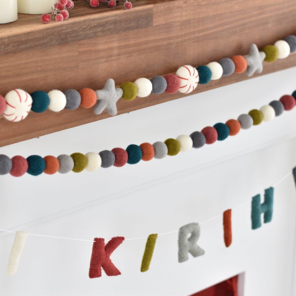 Meri Kirihimete Word and Felt Garlands - Tik Tak Design Co.