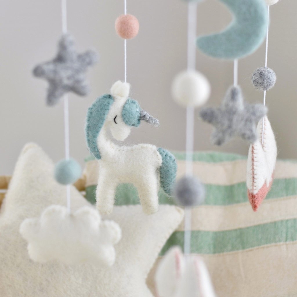 Mint Unicorn Baby Mobile - Tik Tak Design Co.