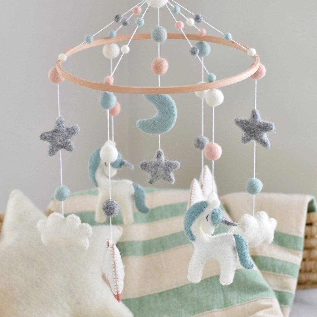 Mint Unicorn Baby Mobile - Tik Tak Design Co.