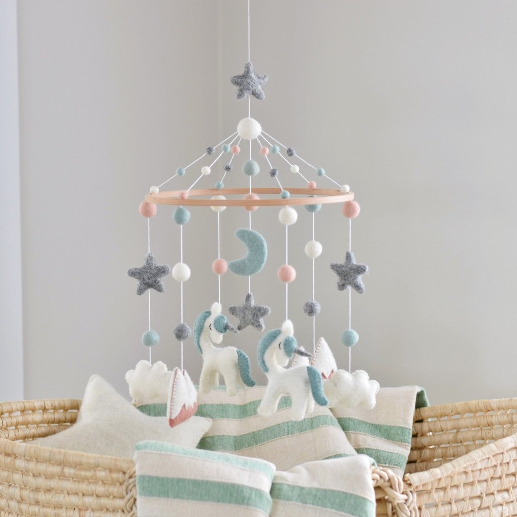 Mint Unicorn Baby Mobile - Tik Tak Design Co.