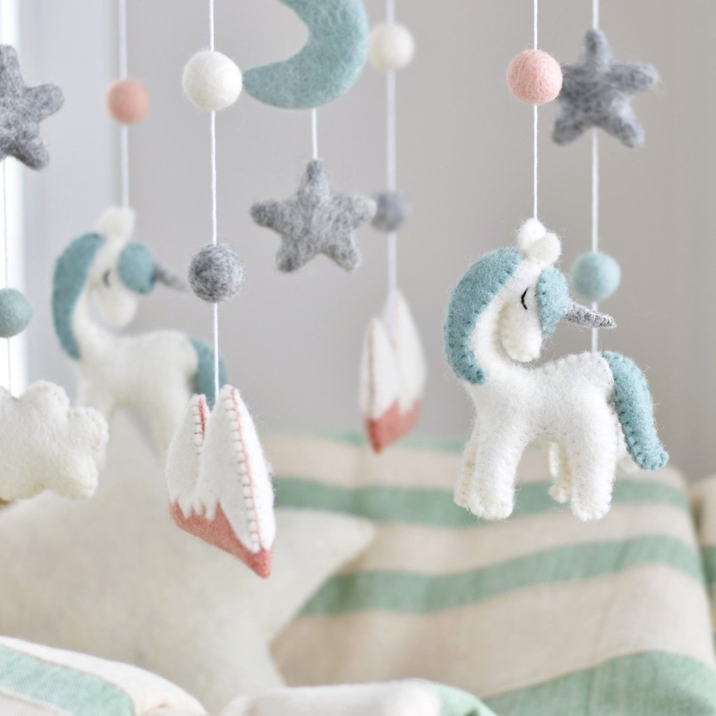 Mint Unicorn Baby Mobile - Tik Tak Design Co.