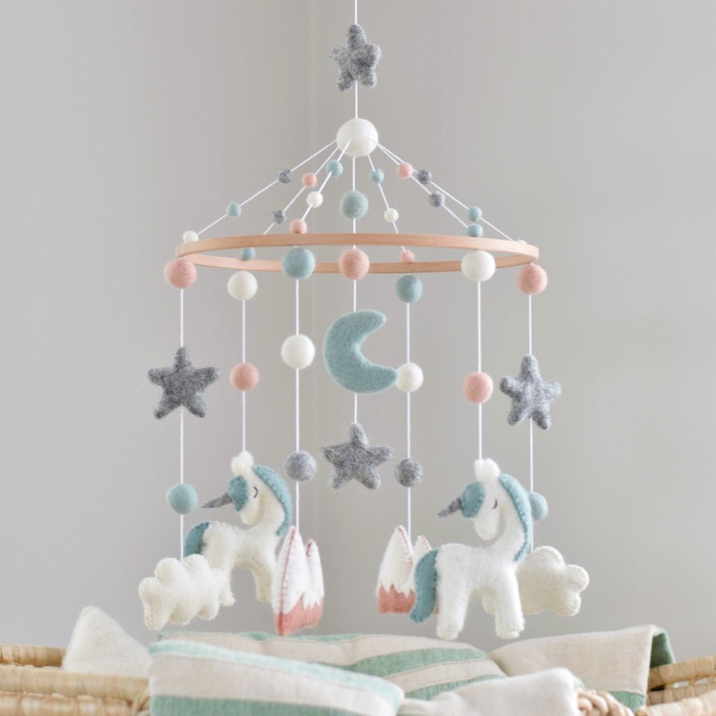 Mint Unicorn Baby Mobile - Tik Tak Design Co.