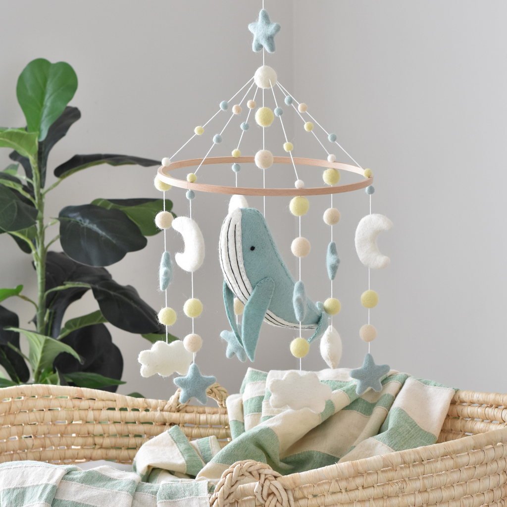 Mint Whale Baby Mobile - Tik Tak Design Co.