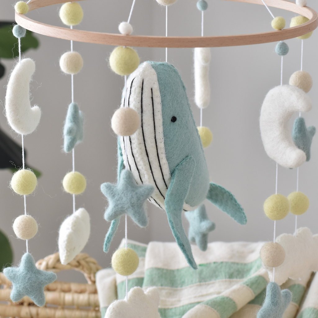 Mint Whale Baby Mobile - Tik Tak Design Co.