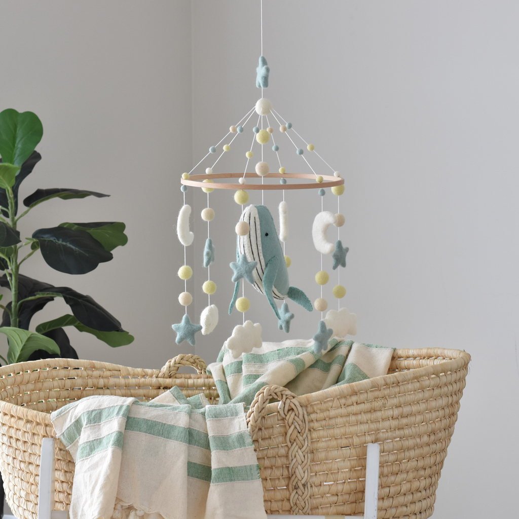 Mint Whale Baby Mobile - Tik Tak Design Co.