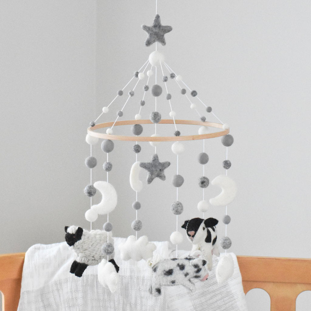 Monochrome Farm Baby Mobile - Tik Tak Design Co.