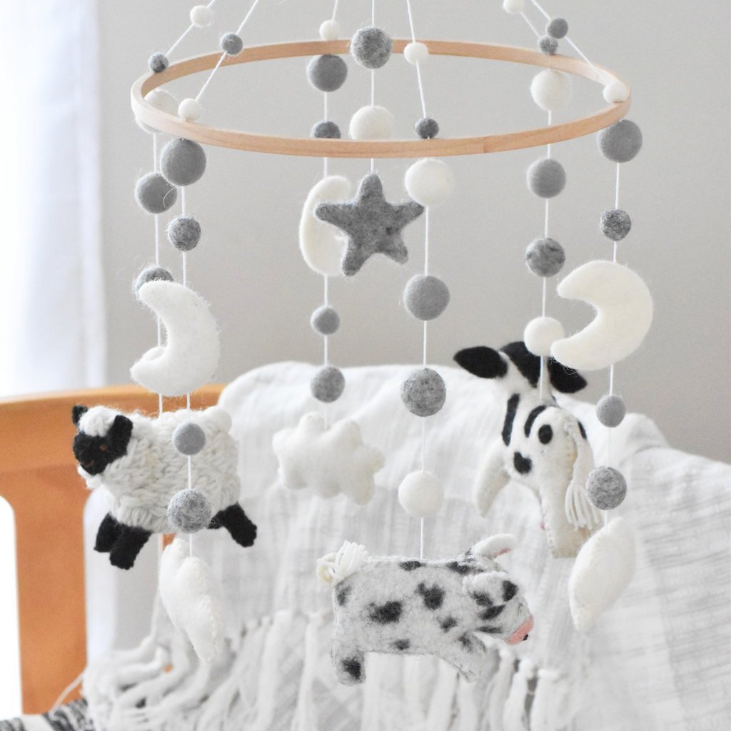 Monochrome Farm Baby Mobile - Tik Tak Design Co.