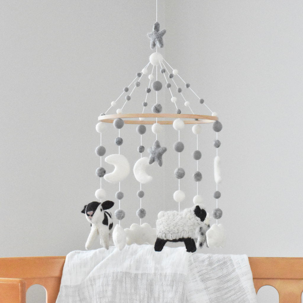 Monochrome Farm Baby Mobile - Tik Tak Design Co.
