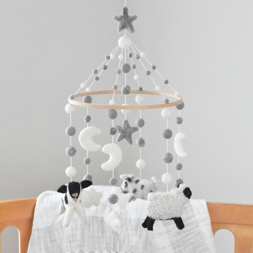 Monochrome Farm Baby Mobile - Tik Tak Design Co.