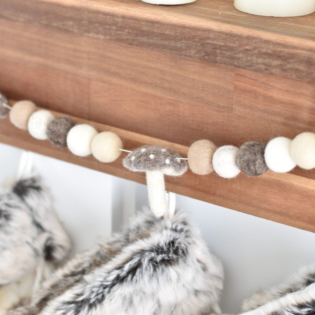 Mushroom Felt Christmas Garland - Tik Tak Design Co.