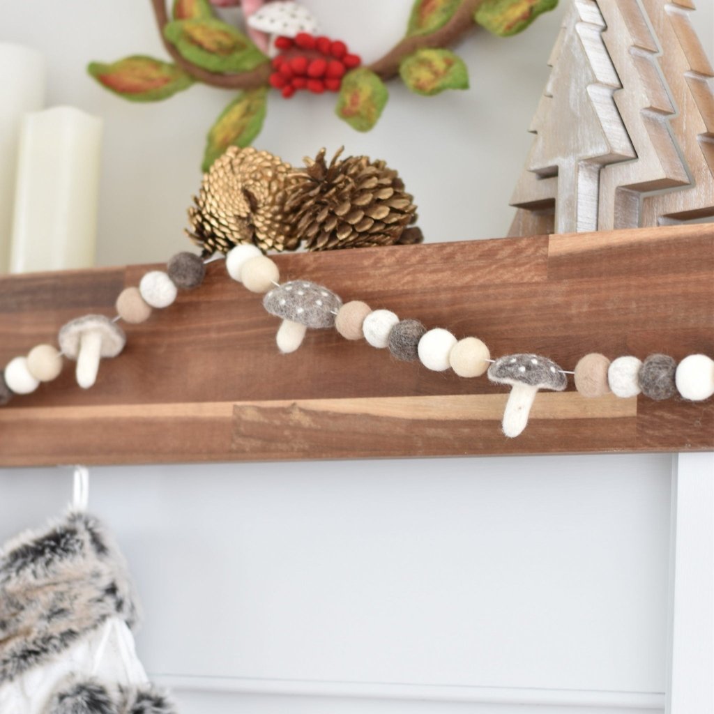 Mushroom Felt Christmas Garland - Tik Tak Design Co.