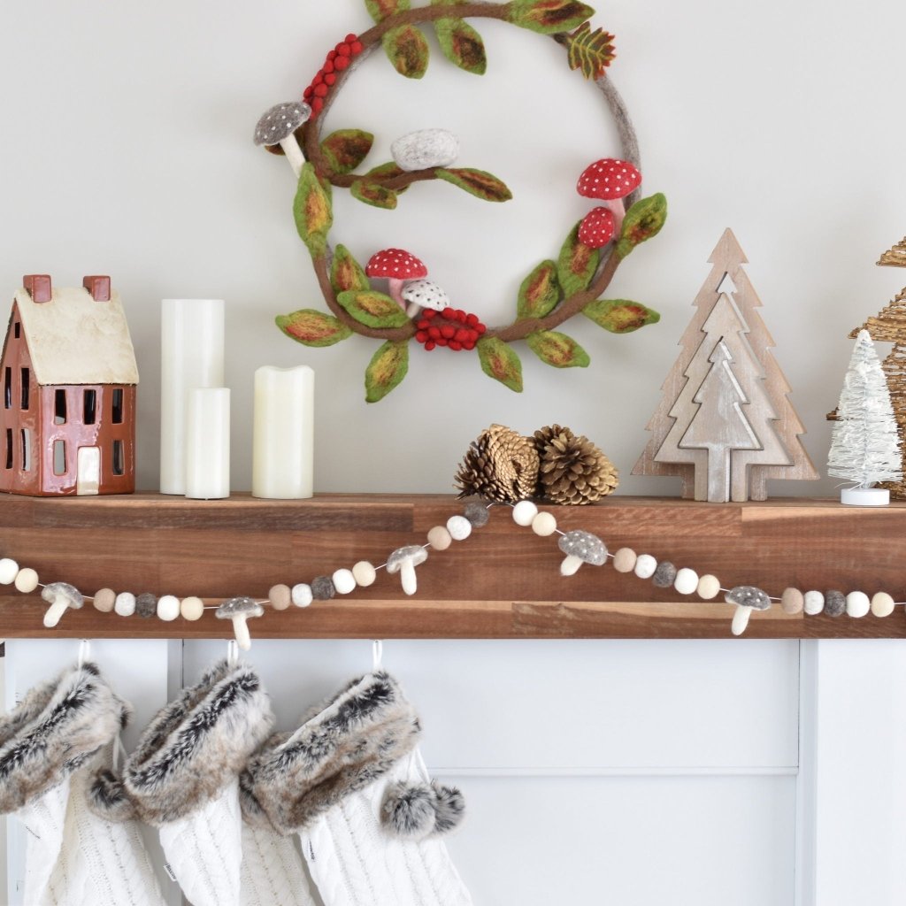 Mushroom Felt Christmas Garland - Tik Tak Design Co.