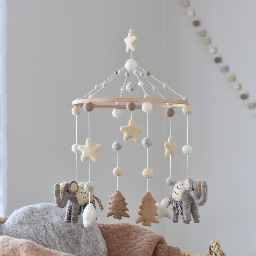 Natural Elephant Animal Mobile - Tik Tak Design Co.