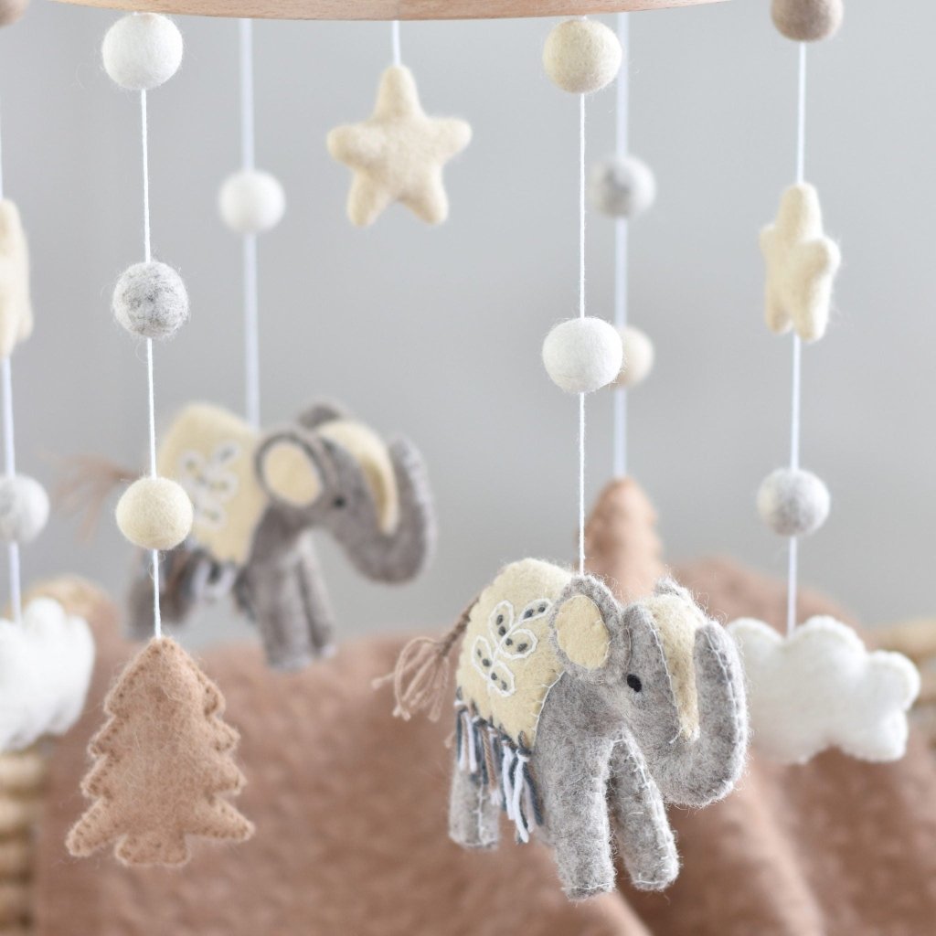 Natural Elephant Animal Mobile - Tik Tak Design Co.