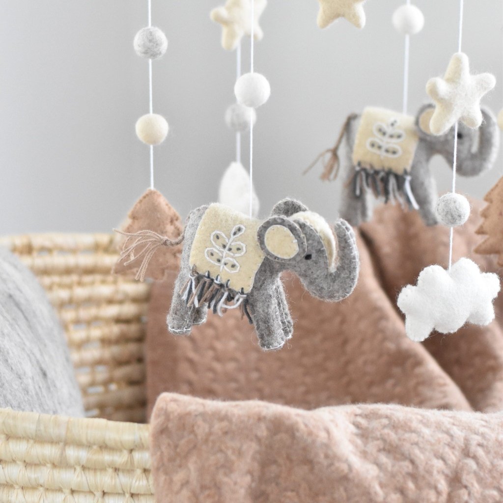 Natural Elephant Animal Mobile - Tik Tak Design Co.