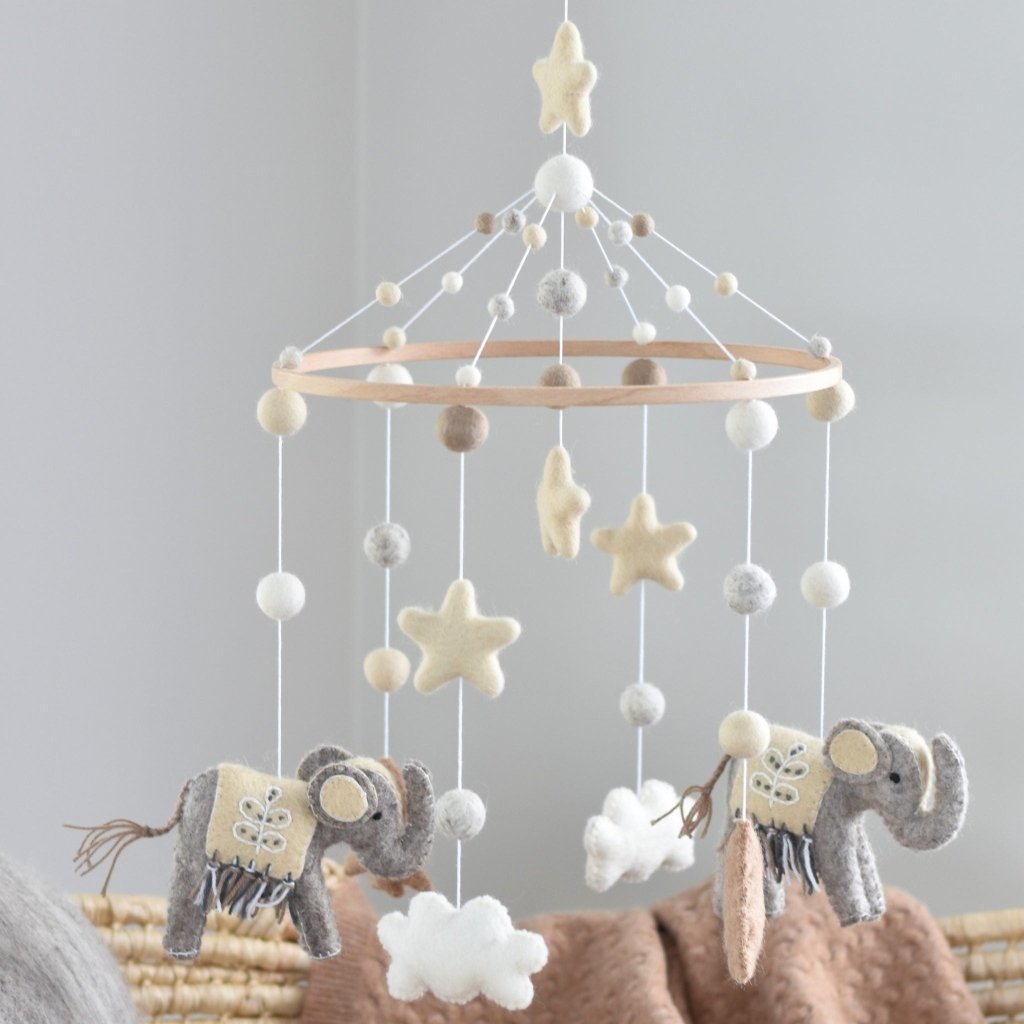 Natural Elephant Animal Mobile - Tik Tak Design Co.