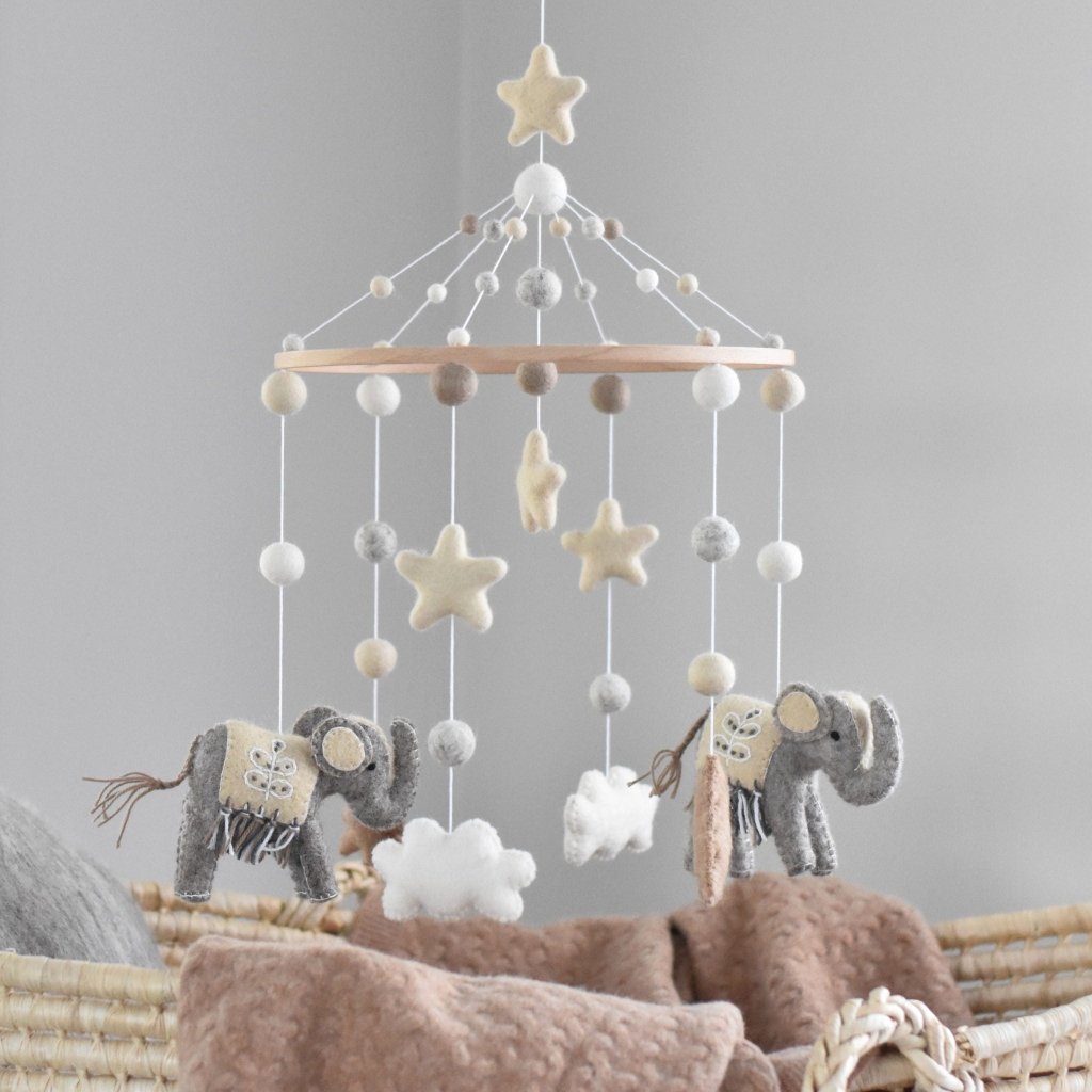 Natural Elephant Animal Mobile - Tik Tak Design Co.