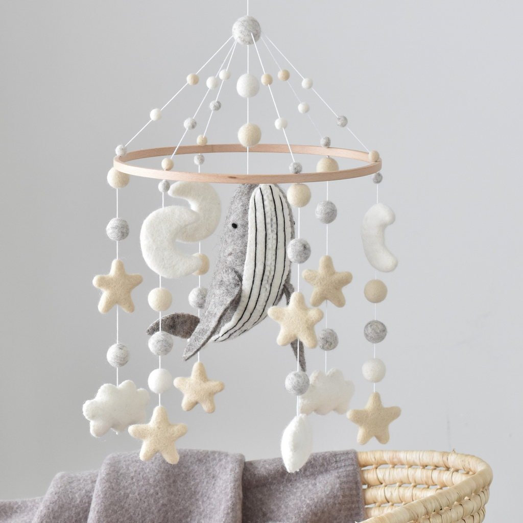 Natural Whale Baby Mobile - Tik Tak Design Co.