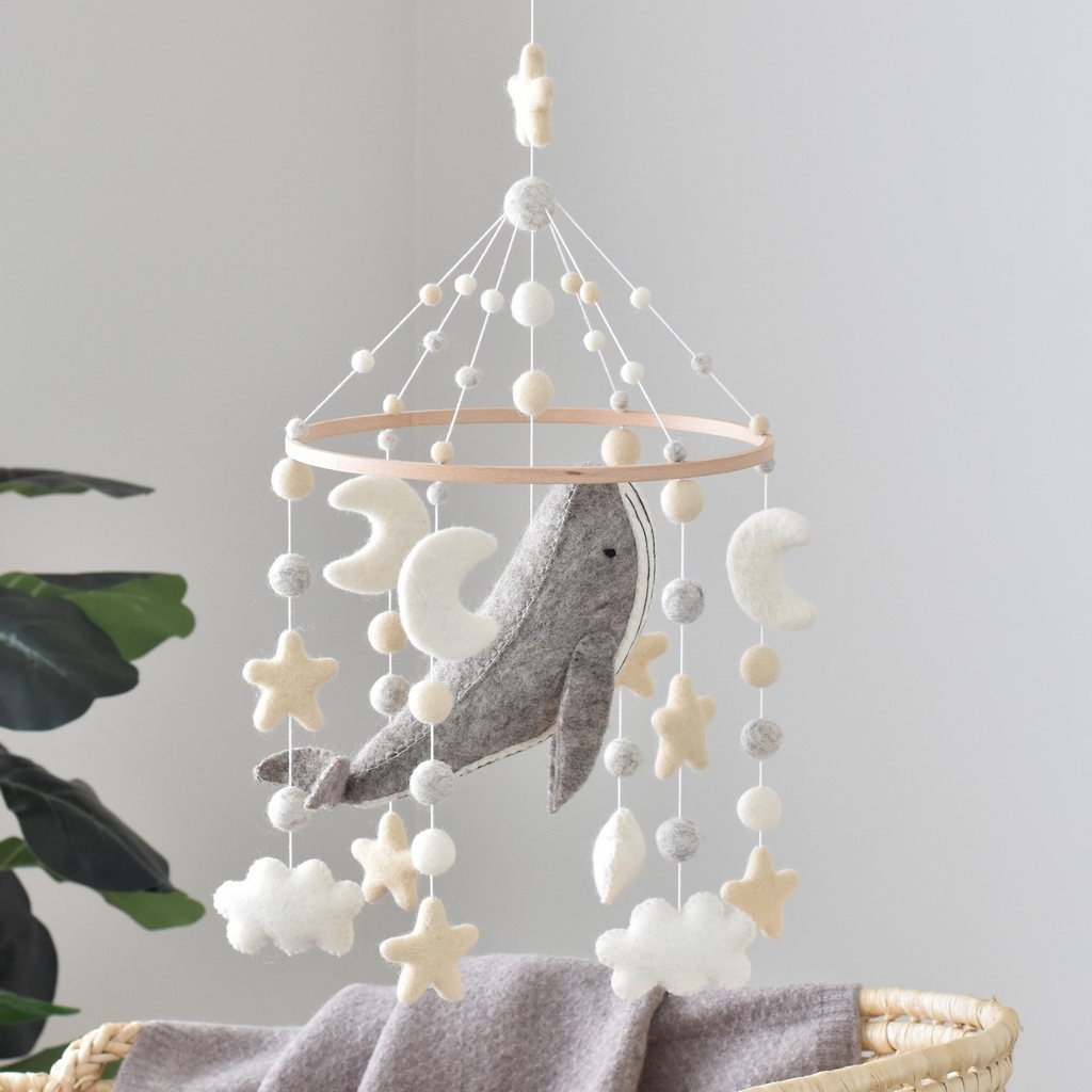 Natural Whale Baby Mobile - Tik Tak Design Co.