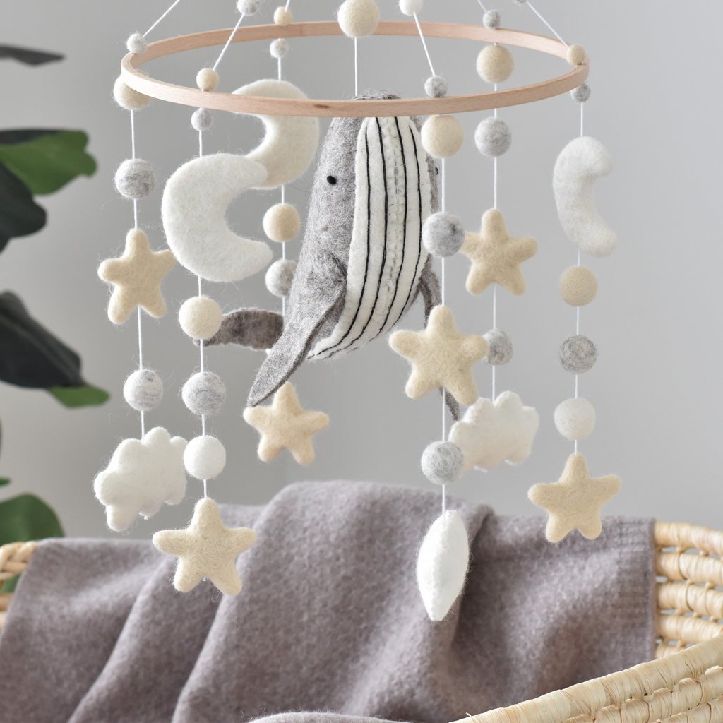 Natural Whale Baby Mobile - Tik Tak Design Co.