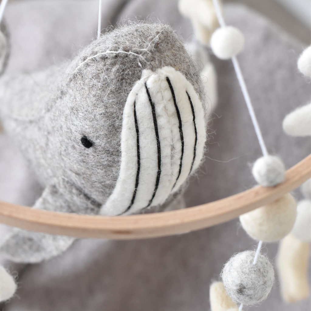 Natural Whale Baby Mobile - Tik Tak Design Co.