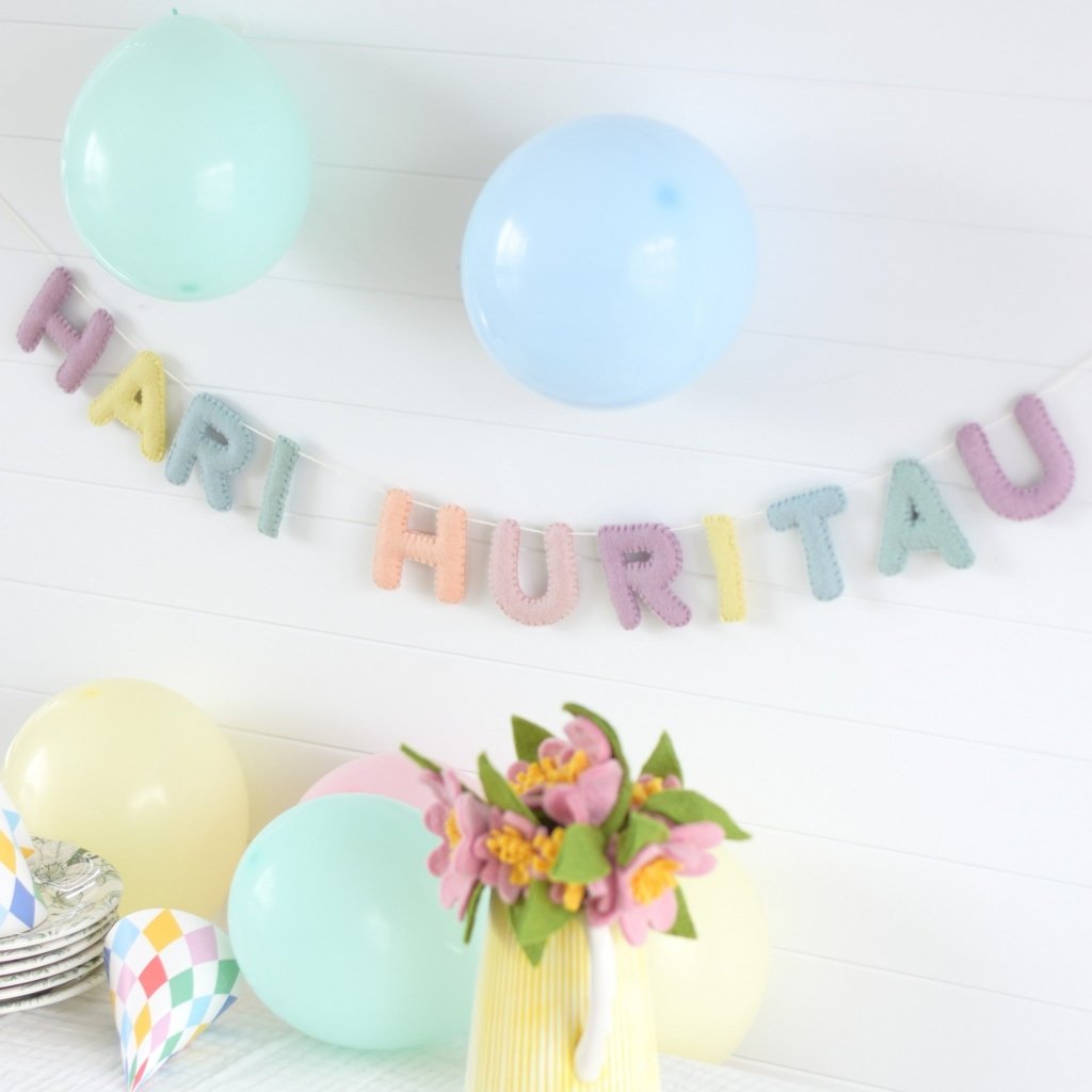 Pastel Hari Huritau Felt Banner - Tik Tak Design Co.