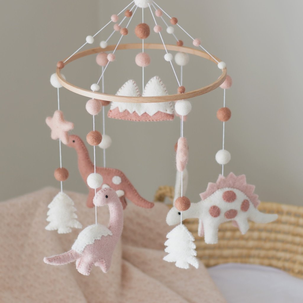 Pink Dinosaurs Baby Mobile - Tik Tak Design Co.