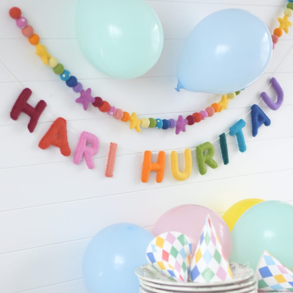 Rainbow Hari Huritau Felt Banner - Tik Tak Design Co.