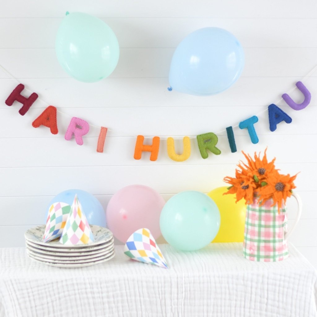 Rainbow Hari Huritau Felt Banner - Tik Tak Design Co.
