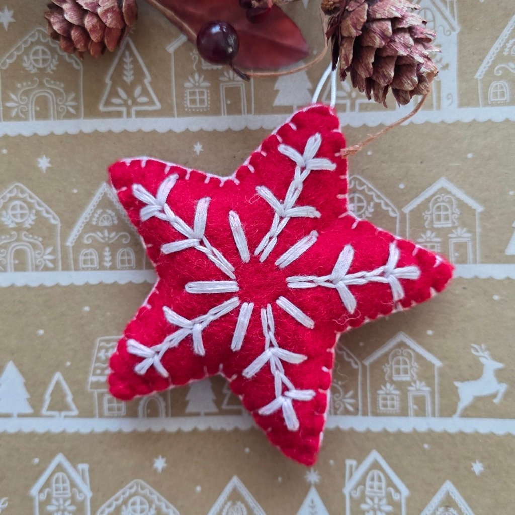 Red Snowflake Christmas Star - Tik Tak Design Co.