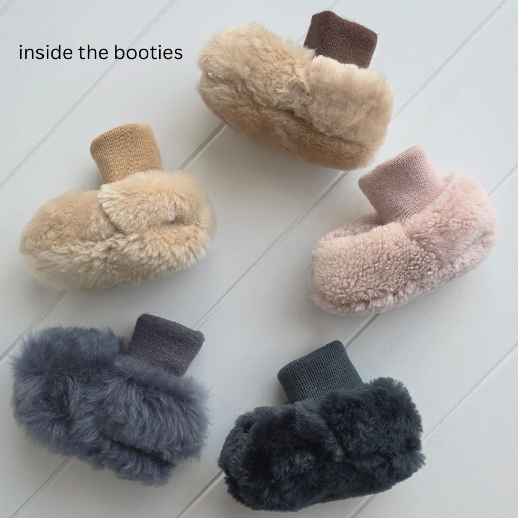 Sheepskin Leather Booties - Slate Grey - Tik Tak Design Co.