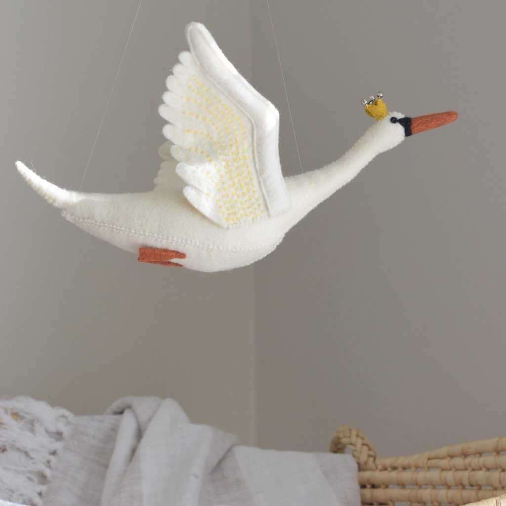 Small Flying Swan Mobile - Mustard - Tik Tak Design Co.