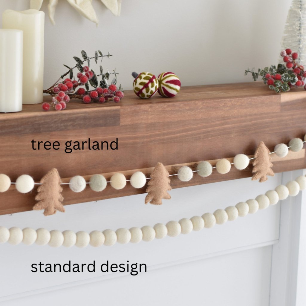 Tree and Felt Ball Christmas Garland - Tik Tak Design Co.